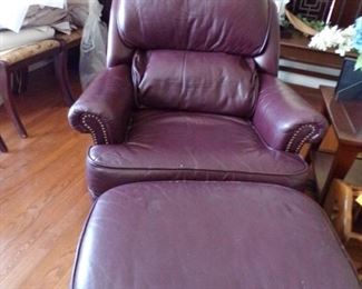 barcolounger  leather chair w/ottoman