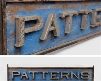 6: Antique Wooden PATTERNS Double-Sided Sign