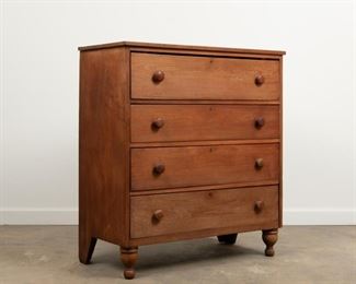 13: Missouri Walnut Four Drawer Chest, 19th c.