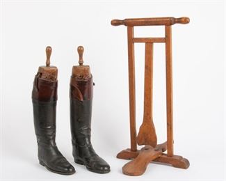 17: Antique Military Riding Boots and Cherry Boot Jack