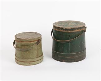 30: Pair of Green Painted Firkins, 19th c.