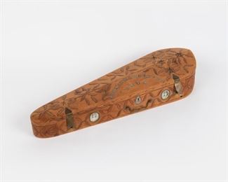 34: 1878 Carved Pine Folk Art Fiddle Case