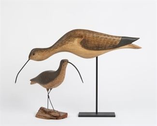 42: Pair of Folk Art Curlew Shorebirds