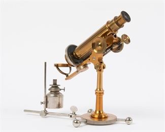 45: Griffith Club Microscope with Burner, circa 1887-1892