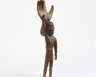 68: Unusual Folk Carving of a Police Officer and Hand