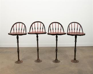 82: Antique Cast Iron Flange Barstools