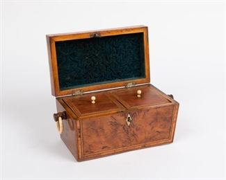 96: Fine 19th c. English Walnut Burl Tea Caddy