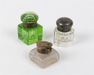 110: Group of Three Unique Inkwells