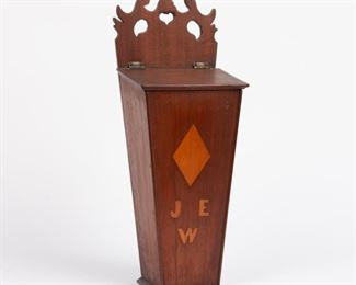 124: Early 19th c. Candle Box with Initials "JEW"