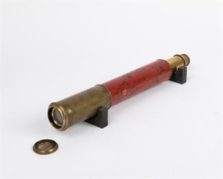 126: Painted Leather Wrapped Brass Telescope