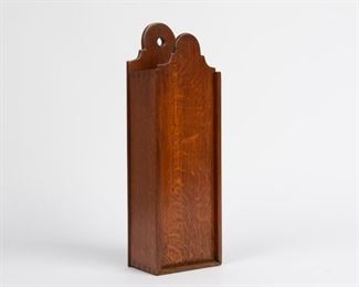 140: Tiger Oak Candle Box with Dovetails, Mid-19th c.