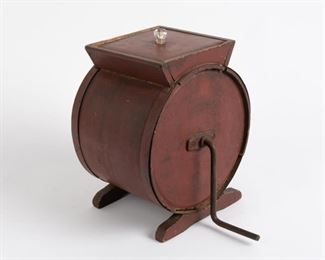 142: Red-Painted Pine Butter Churn, 19th c.