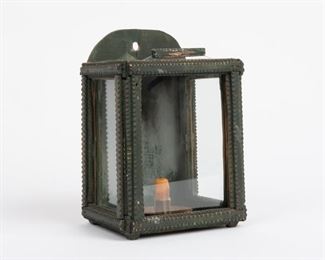 147: Folk Art Green Painted Candle Sconce