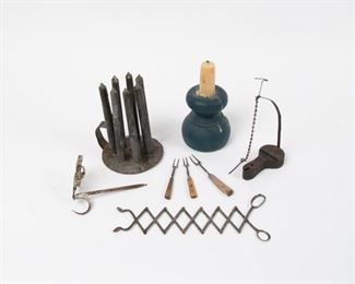 167: Group of Early American Lighting and Treen Items