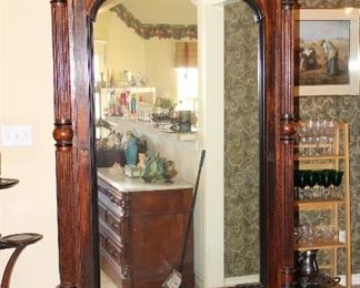 94" late 1800's armoire; drawer on bottom, two drawers inside, with key