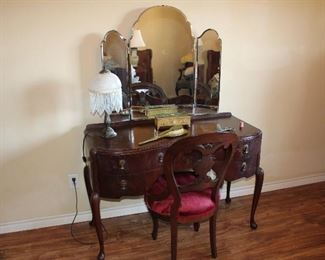 Scottish vanity/ dressing table with three-part mirror