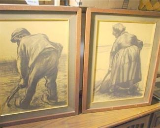 54. Four 4 items 2 Impressionist Prints Framed  2 India Paintings artist signed