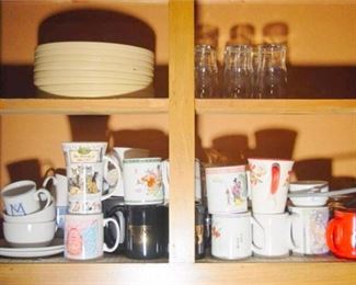 71. Kitchen Cupboard 2 Shelves Full Glass Tumblers 30 Coffee Cups  etc.