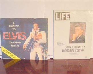 115. Six 6 items Life 1963 JFK  1978 Elvis  Peter Pan on Stage  Micky Mouse