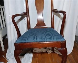 High End Solid Walnut Traditional Style Splat Back Dining Arm Chair