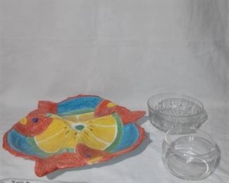 Serving Plate, Glass Bowls