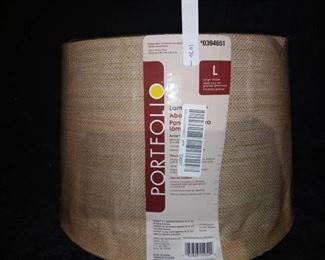 allen + roth 10-in x 15-in Tan Burlap Fabric Drum Lamp Shade