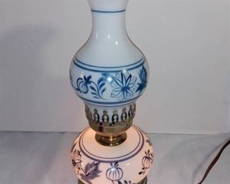 Vintage Blue and White 3 Way Electric Hurricane Lamp