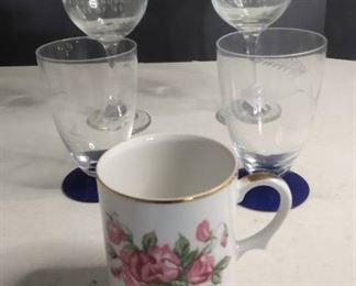 Lot Of 5 Various Champagne Glasses. Drinking Glasses And Coffee Mug