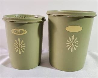 Lot of 2 Green Tupperware Canisters