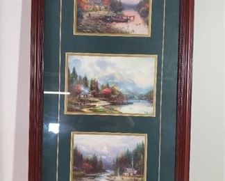 Lot of 3 Framed Prints by Thomas Kinkade. END OF THE DAY.with Certificate of Authenticity