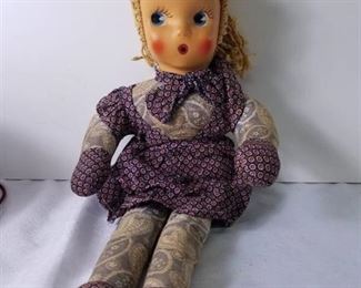 Cute Cloth Doll With Plastic Face. In Good Condition.