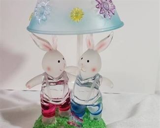 Pink and Blue Bunny Mini Lamp. .needs Batteries.