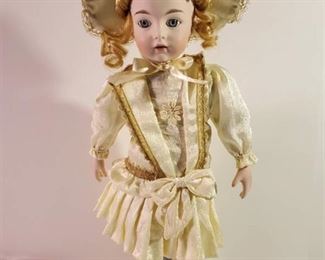 Louis Nichole Porcelain Doll in Yellow Dress. Includes Stand