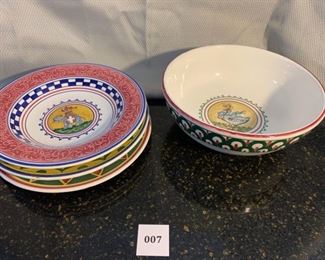 Set of Serving Bowl and 3 Plates