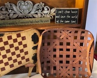 Clearance Lot #12: 2 Baskets & home decor, new PJ set. You get all items shown for $100 (shelf not included). From a non-smokers home