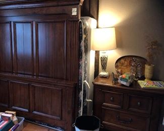 Queen bed with mattress set and nightstand $275