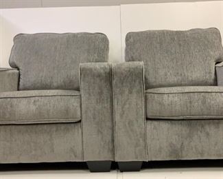 2 large gray chairs