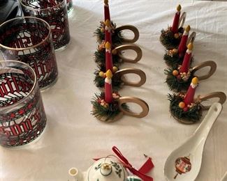 Christmas glassware; candle napkin rings