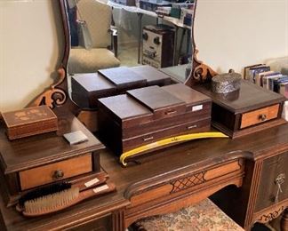 Vintage vanity and bench  .  .  .