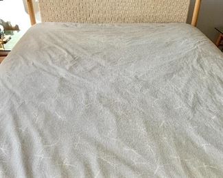 $350 - Full size platform bed with woven fabric headboard.  63"W x 84"L - mattress not for sale (height to top of mattress 22"H)