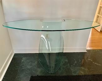 $1,700 - Fiam Italia, "Dama" designed by Makio Hasuike; luxury Italian solid glass console table; 51"W x 17"D x 33.5H; Retail $3000+