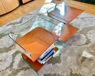 Pair of Fiam Italia, luxury Italian side tables.  19.5"H x 18.5"W x 16"D - PRICED SEPARATELY - $495 LEFT (as is)