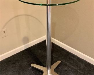 $125 - Cafe table with glass top. 41.5"H x 24"D