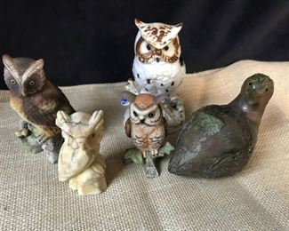 4 Owl Figures 1 Clay Partridge