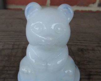 Glass Art Opalescent Snow Bear Figurine Paperweight