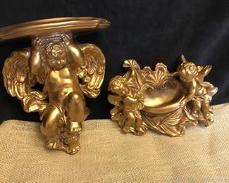 Gold Cherubs 1 Wall Shelf 1 Wall Plaque