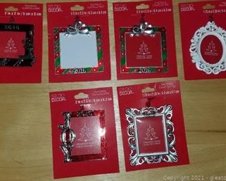 Lot of 6 Holiday Frame Ornaments