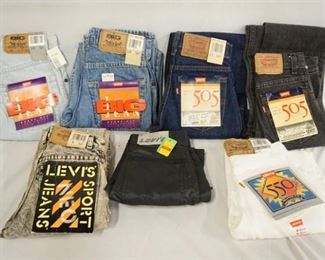 1057	LOT OF SEVEN PAIRS OF VINTAGE LEVIS JEANS NEW W/ TAGS all ARE YOUTH SIZES. FOUR ARE SIZE 12, TWO ARE SIZE 9 & ONE IS SIZE 8 
