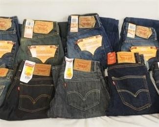 1061	LOT OF TEN PAIRS OF LEVIS JEANS NEW W/ TAGS SIZES ARE; 29 X 29, 28 X 34, 30 X 30, 28 X 32, TWO PAIRS ARE SIZE 28 X 30 & FOUR PAIRS ARE SIZE 29 X 32 
