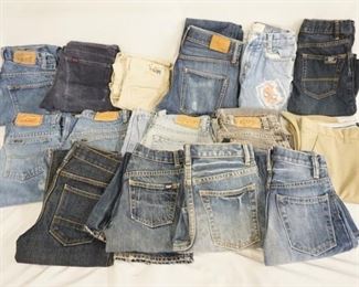 1064	LOT OF 15 PAIRS OF GAP JEANS MOST ARE YOUTH SIZES. VARYING DEGREES OF WEAR 
